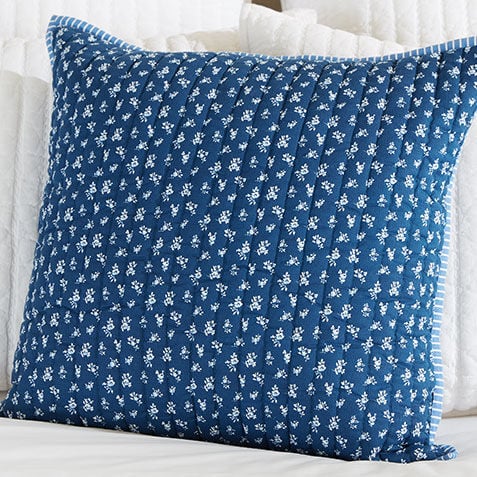 Navy and White Floral Pillow Product Tile Hover Image 062514