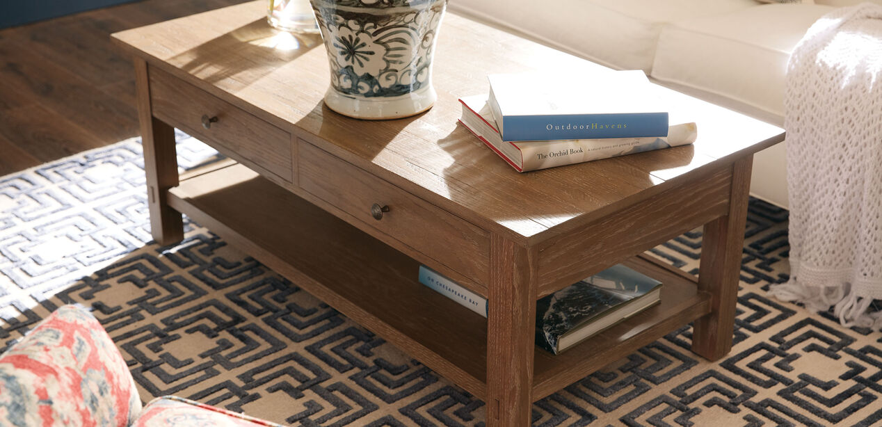 Clarkton Rectangular Modern Farmhouse Coffee Table Ethan Allen