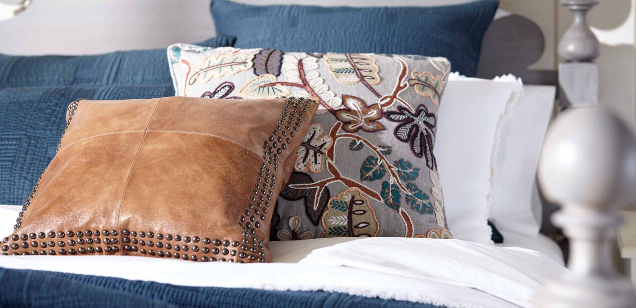 Brown Worn Leather Pillow Pillows Ethan Allen