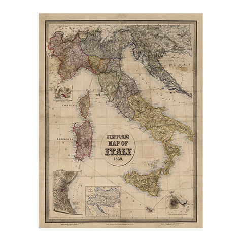 Stanfords Map Of Italy, 1859 image
