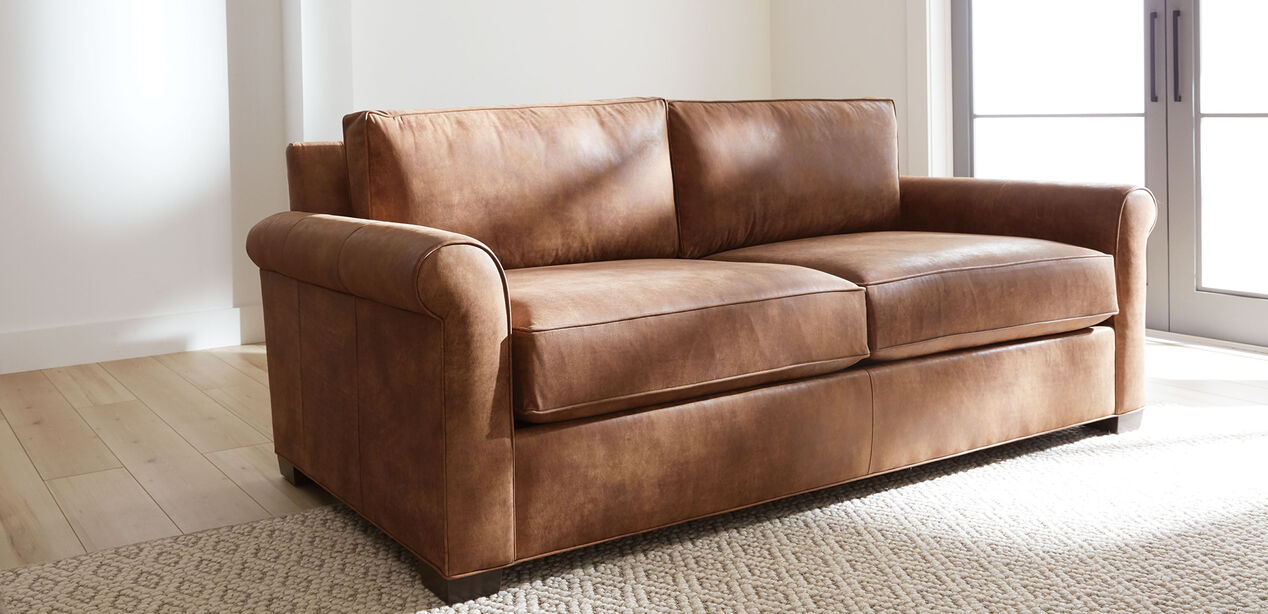 Spencer Roll Arm Leather Sofa, Ethan Allen Leather Sofas