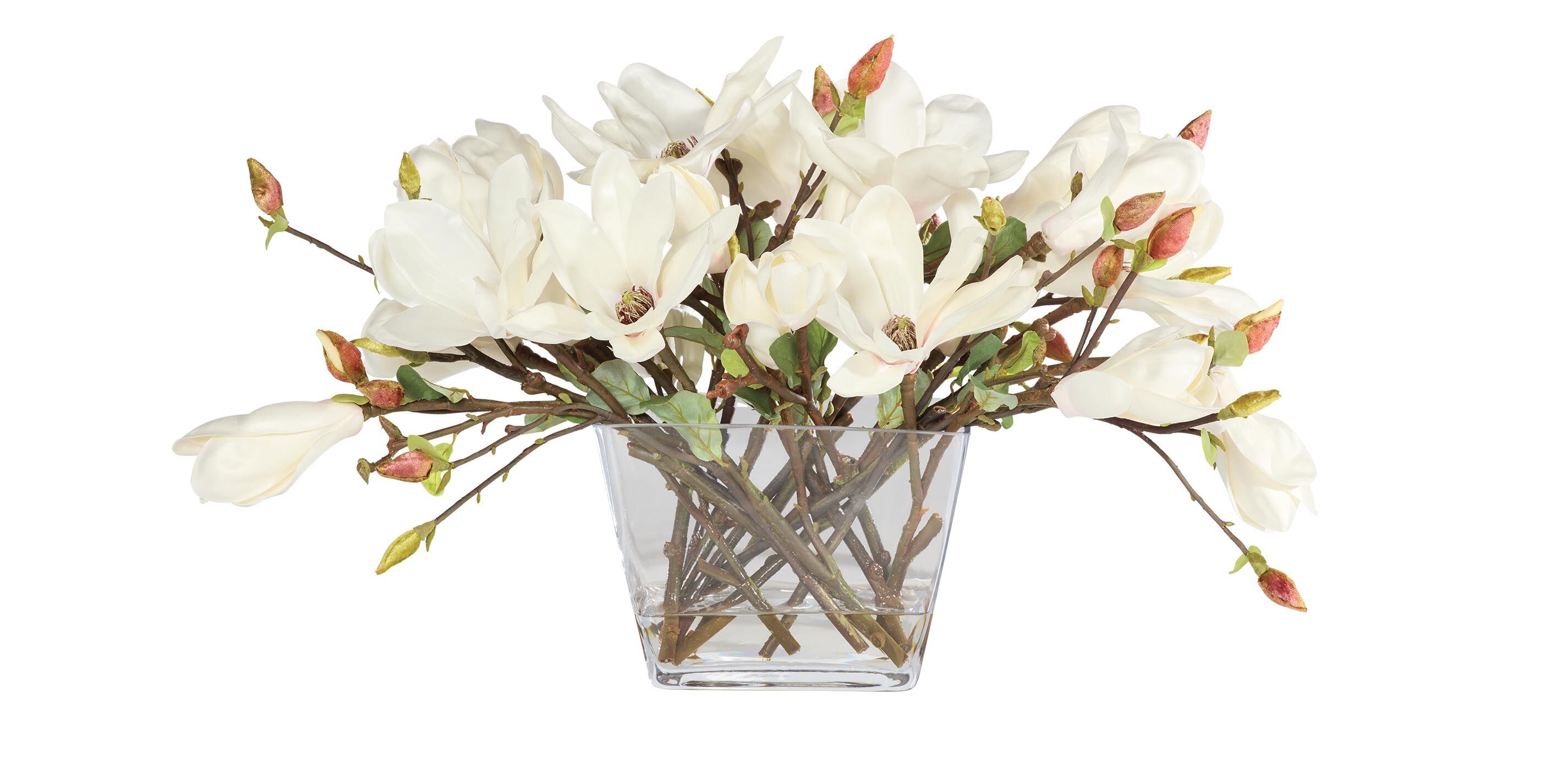 Magnolia Centerpiece in Linear Glass Vase_4