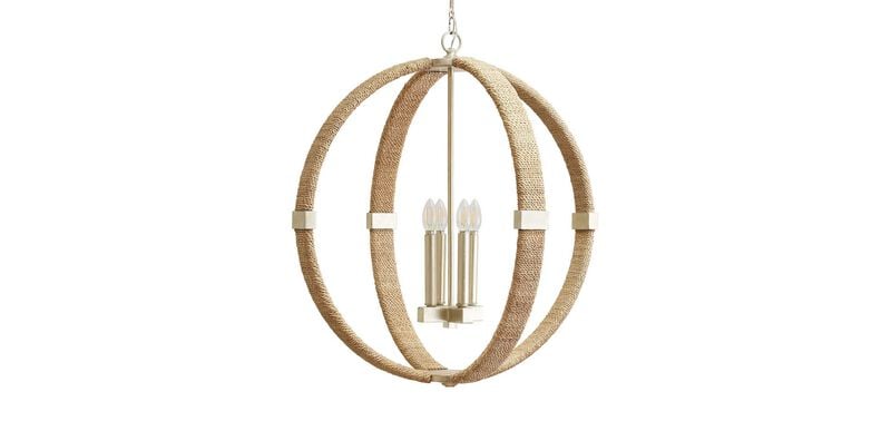 Olina Orb Chandelier Rope Wrapped, Large Rope Orb Chandeliers