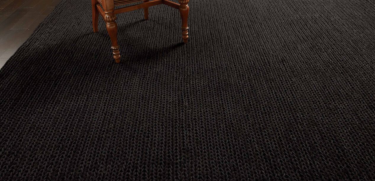 Braided Choti Rug, Black Solid Rugs Ethan Allen