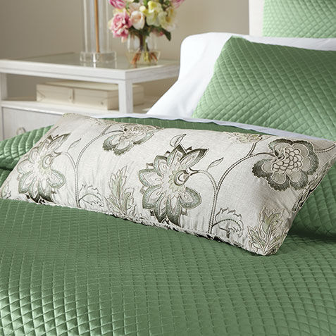 Silver Floral Embroidered Bolster Pillow Product Tile Hover Image 032009