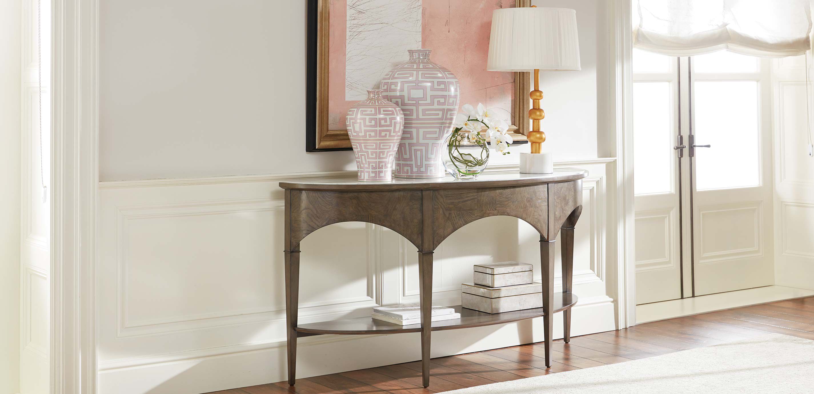 Ethan allen shop demilune table