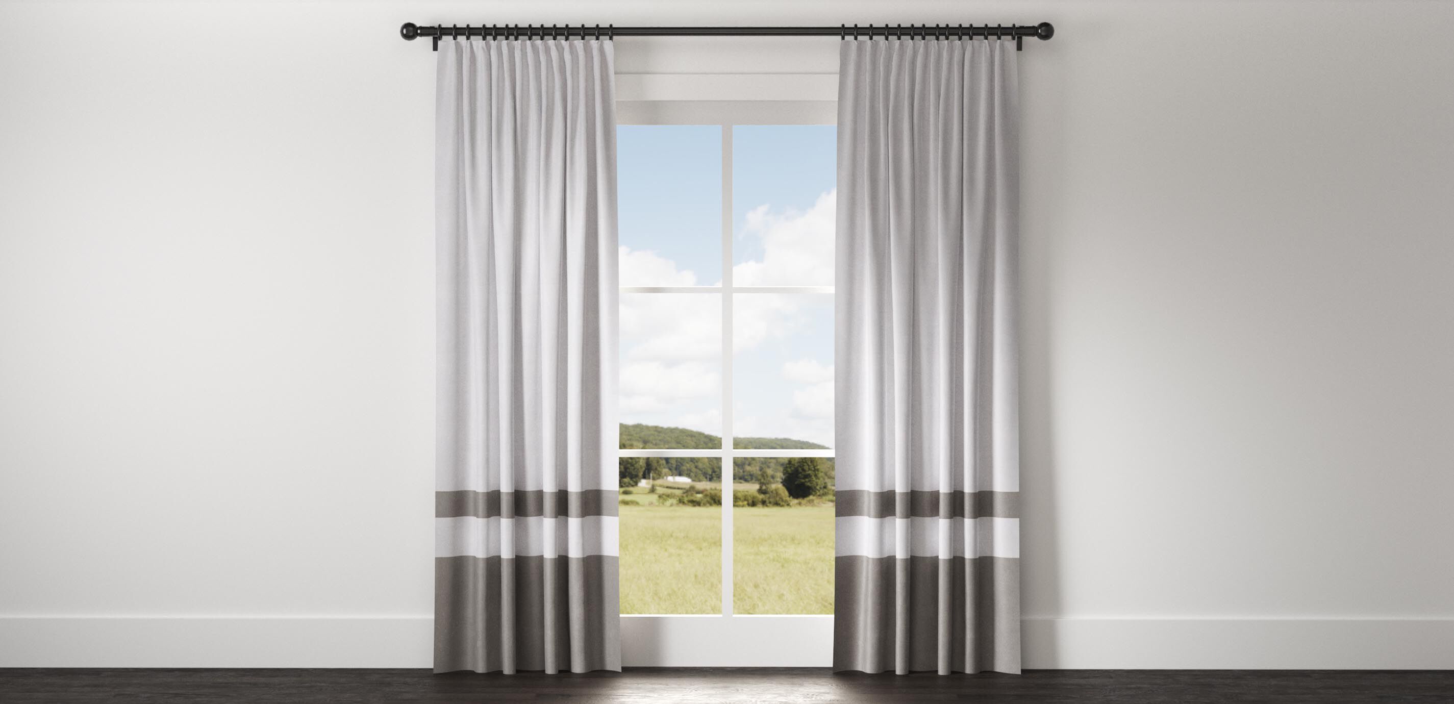 Satin Dupioni Drapery Panel with Trim Border
