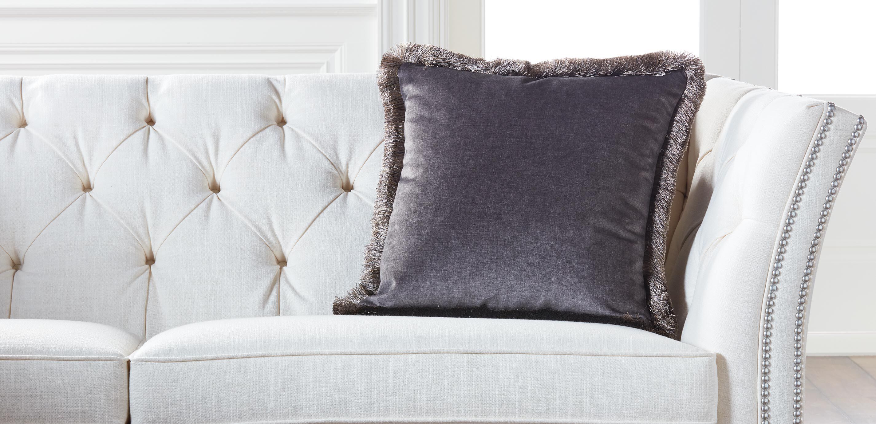 Mocha Brushed Fringe Pillow Brown Throw Pillow Ethan Allen