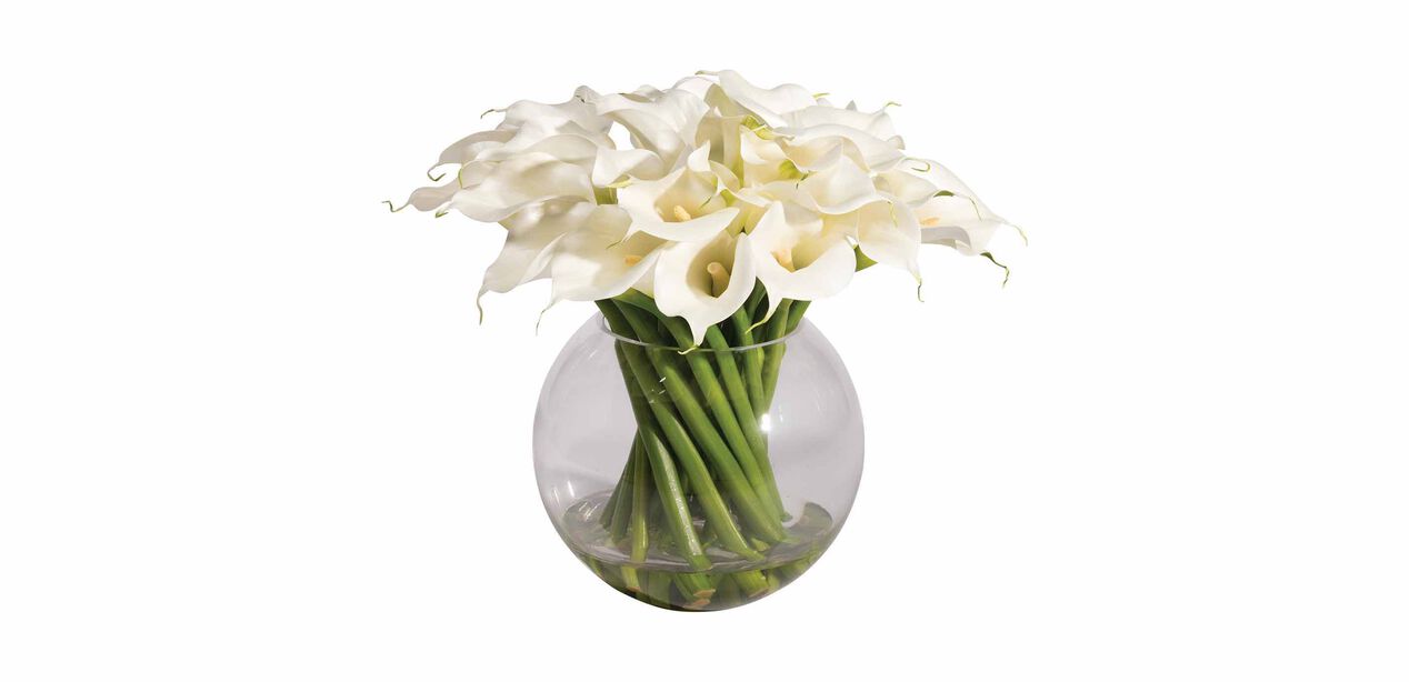 Calla Lily in Vase Faux Calla Lily in Glass Vase Ethan Allen