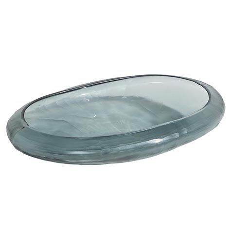 Blue-Gray Cut Glass Bowl image