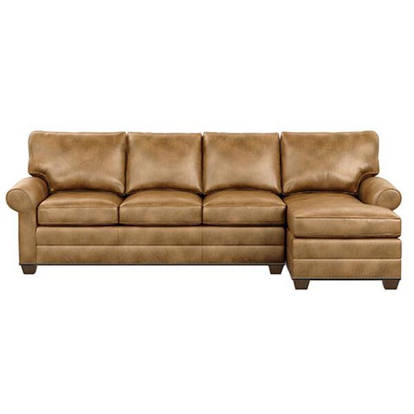 Bennett Roll-Arm Leather Two-Piece Sectional with Chaise
