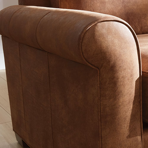 Spencer Leather Roll-Arm Sofa - 24in Depth 