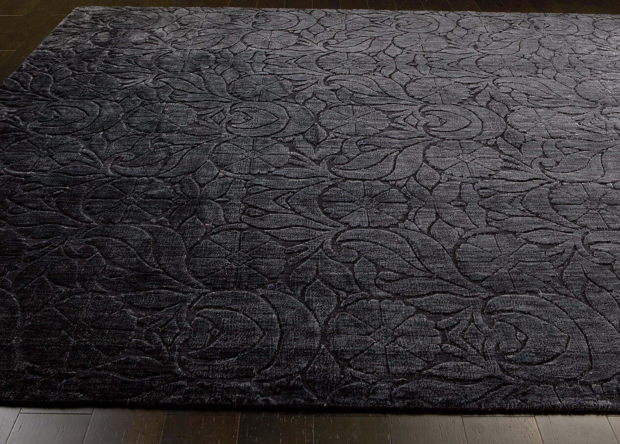 Floral Jacquard Rug, Black Damask & Floral Rugs Ethan Allen