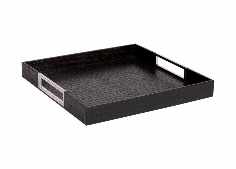 Square Black Leather Tray Trays