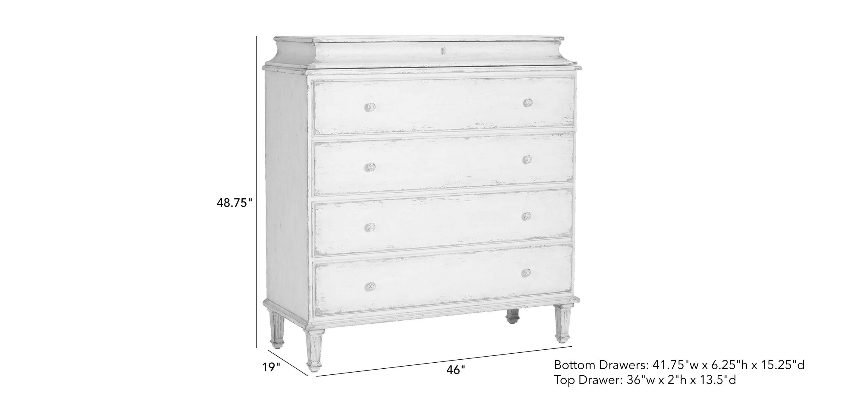 Leora Antiqued White Tall Chest_1