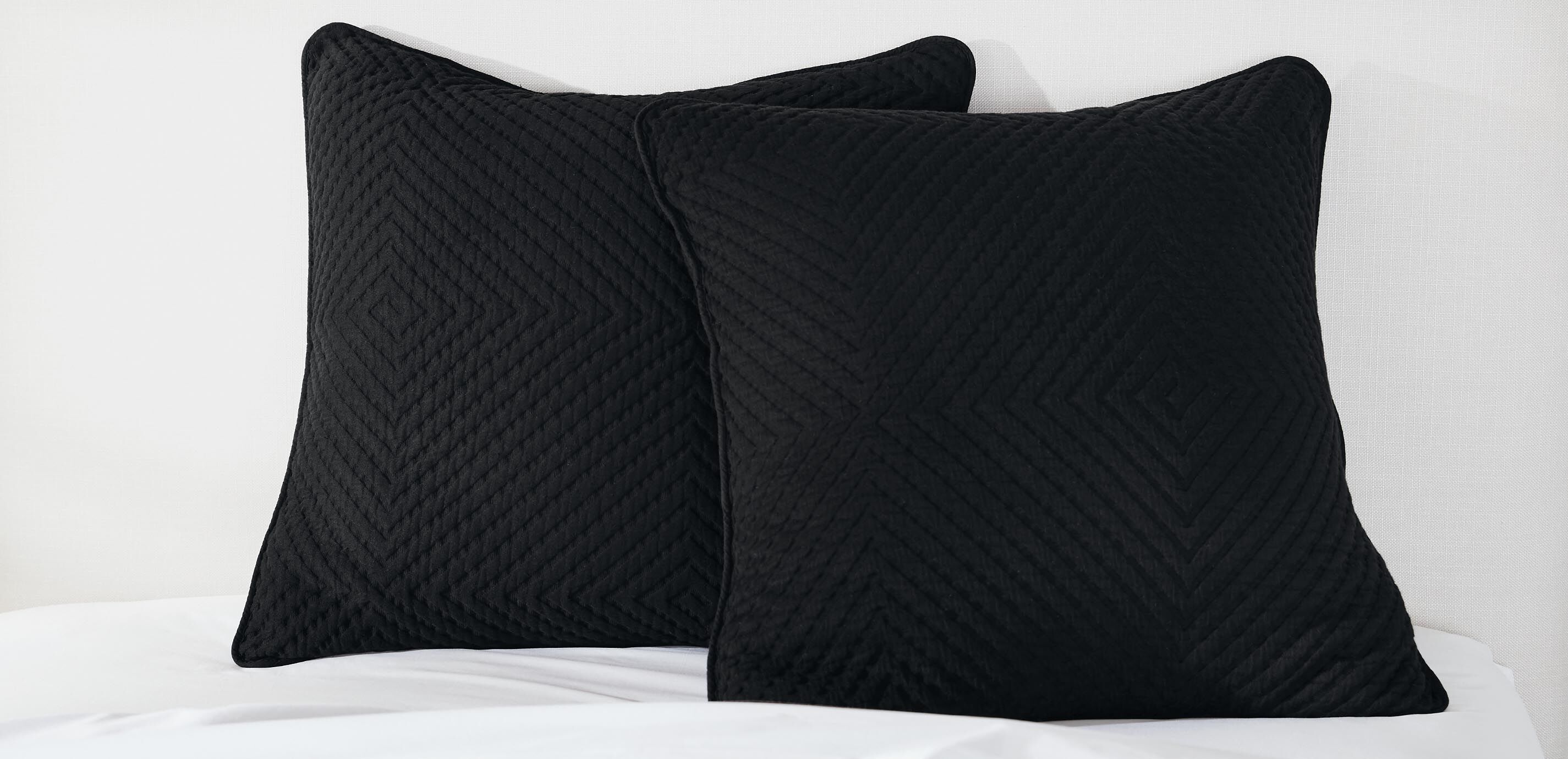 Geometric Matelasse Coverlet and Shams Set, Black_4