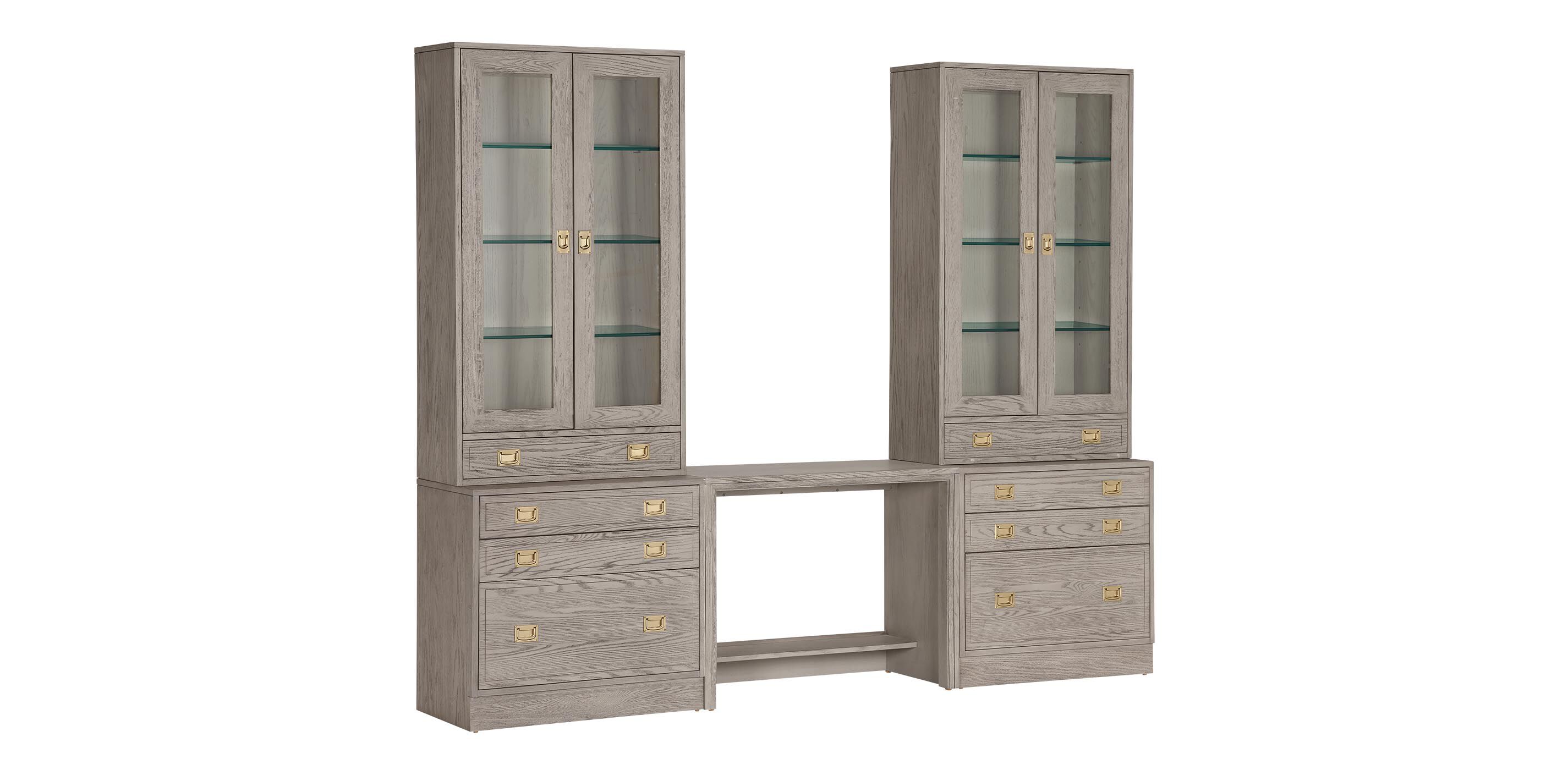 Callum Double File Bookcase with Bridge Desk & Glass Doors Ethan Allen