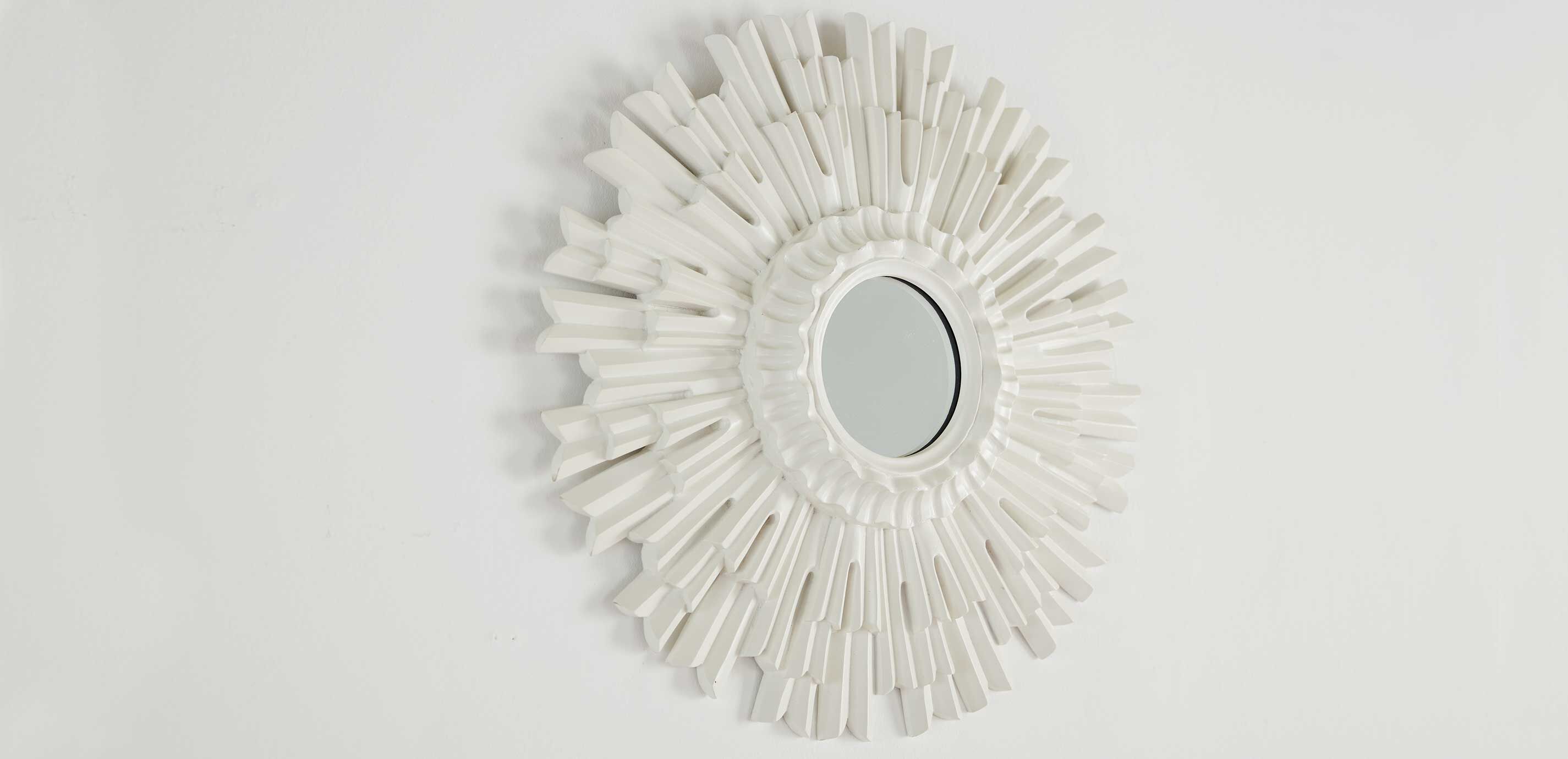 20" White Sunburst Mirror Mirrors Ethan Allen
