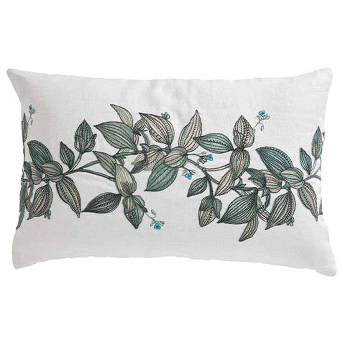 Leafy Vine Embroidered Lumbar Pillow
