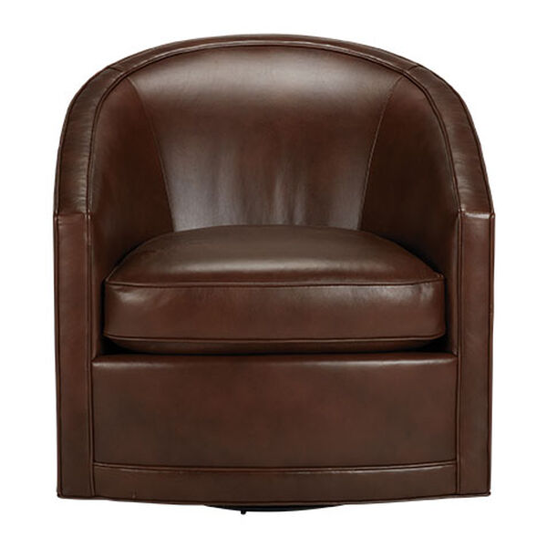Baylee Leather Barrel-Back Swivel Chair