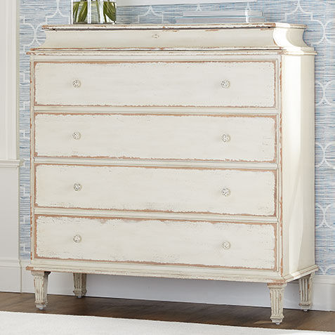 Leora Antiqued White Tall Chest Product Tile Hover Image 135344