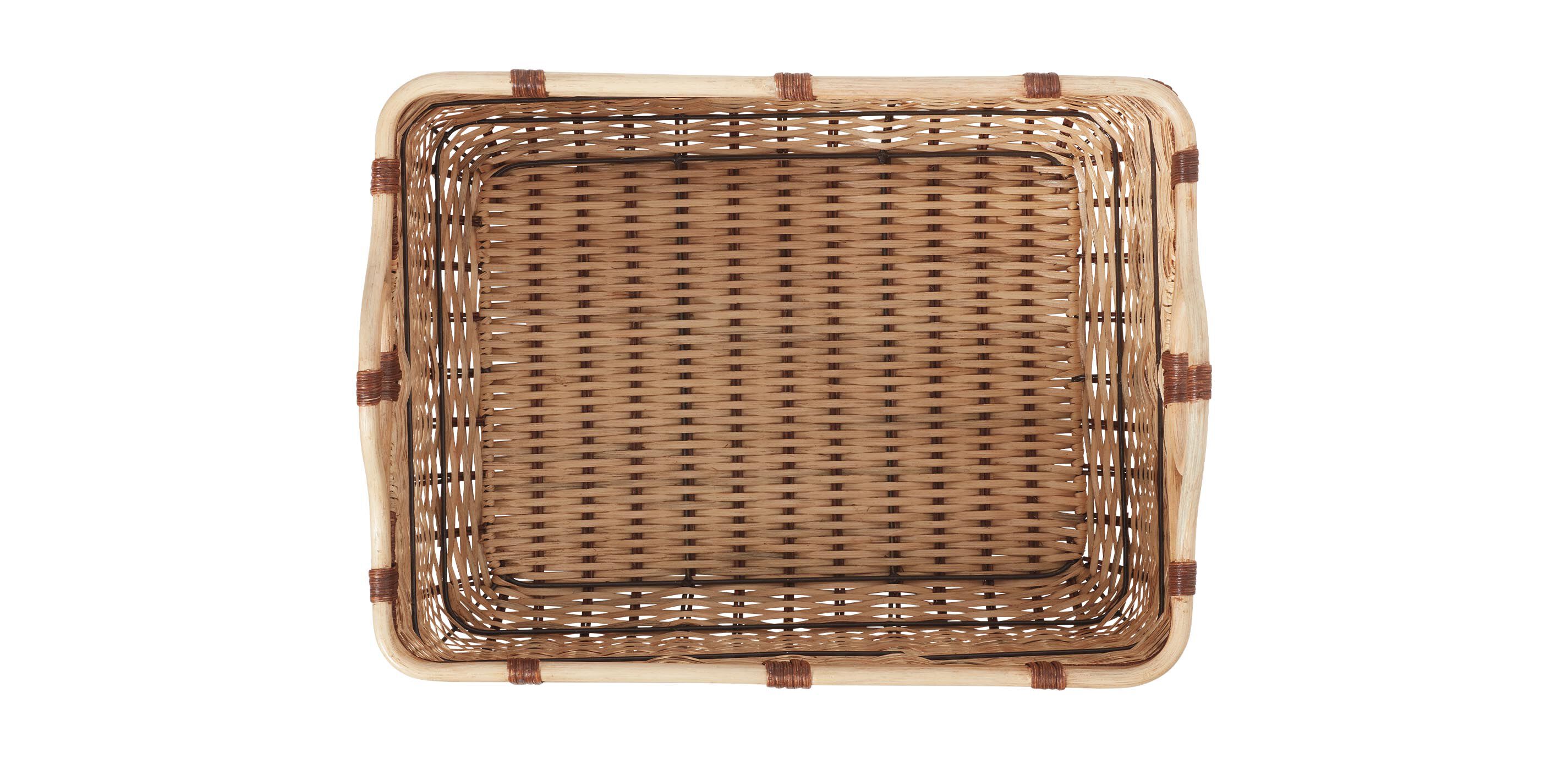 Wicker Rattan Basket with Brown Cord_3