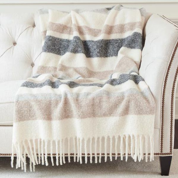 Neutral Stripe Alpaca Throw