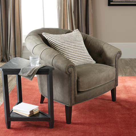 Clyde Leather Barrel Chair Product Tile Hover Image 722265