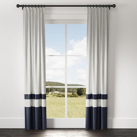 Sayre Washed Linen Drapery Panel with Trim Border image