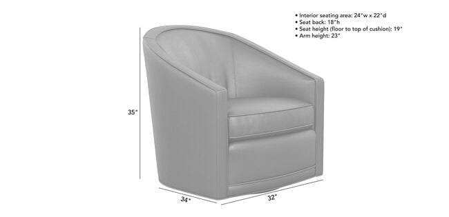Baylee Leather Upholstered Barrel Back Swivel Chair Ethan Allen