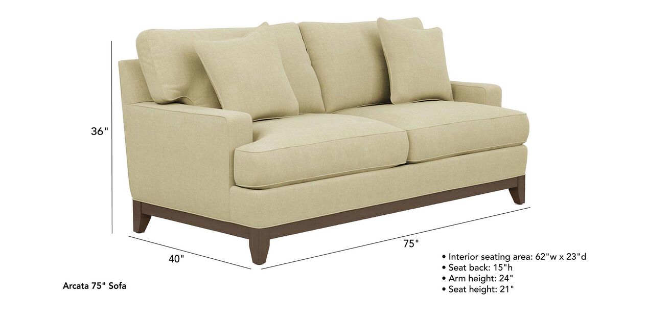 Arcata Sofa Sofas Loveseats Ethan, Sofa Seat Height 24 Inches