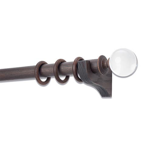 Distressed Wood Drapery Hardware Set with Acrylic Ball Finial image