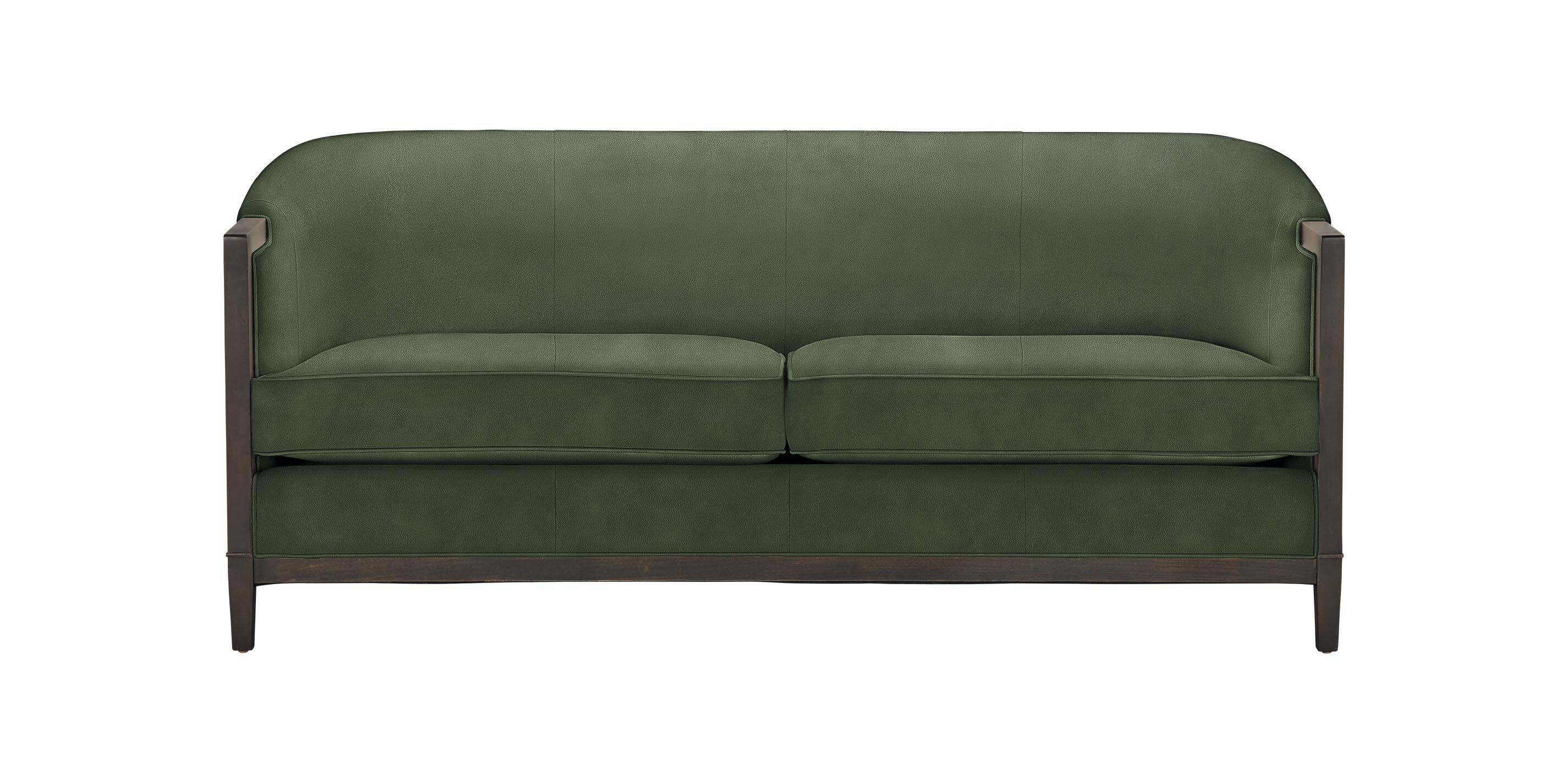 Mont Rose Exposed Wood Leather Sofa