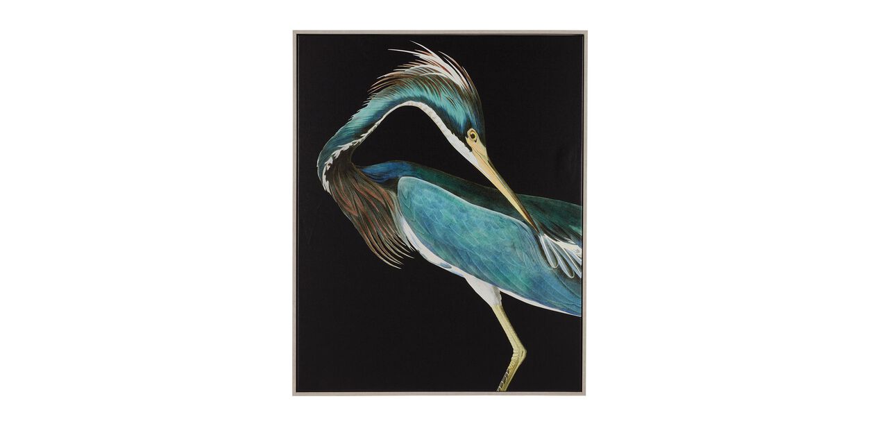 Grand Heron Artwork | Blue-Crested Heron Wall Art | Ethan Allen
