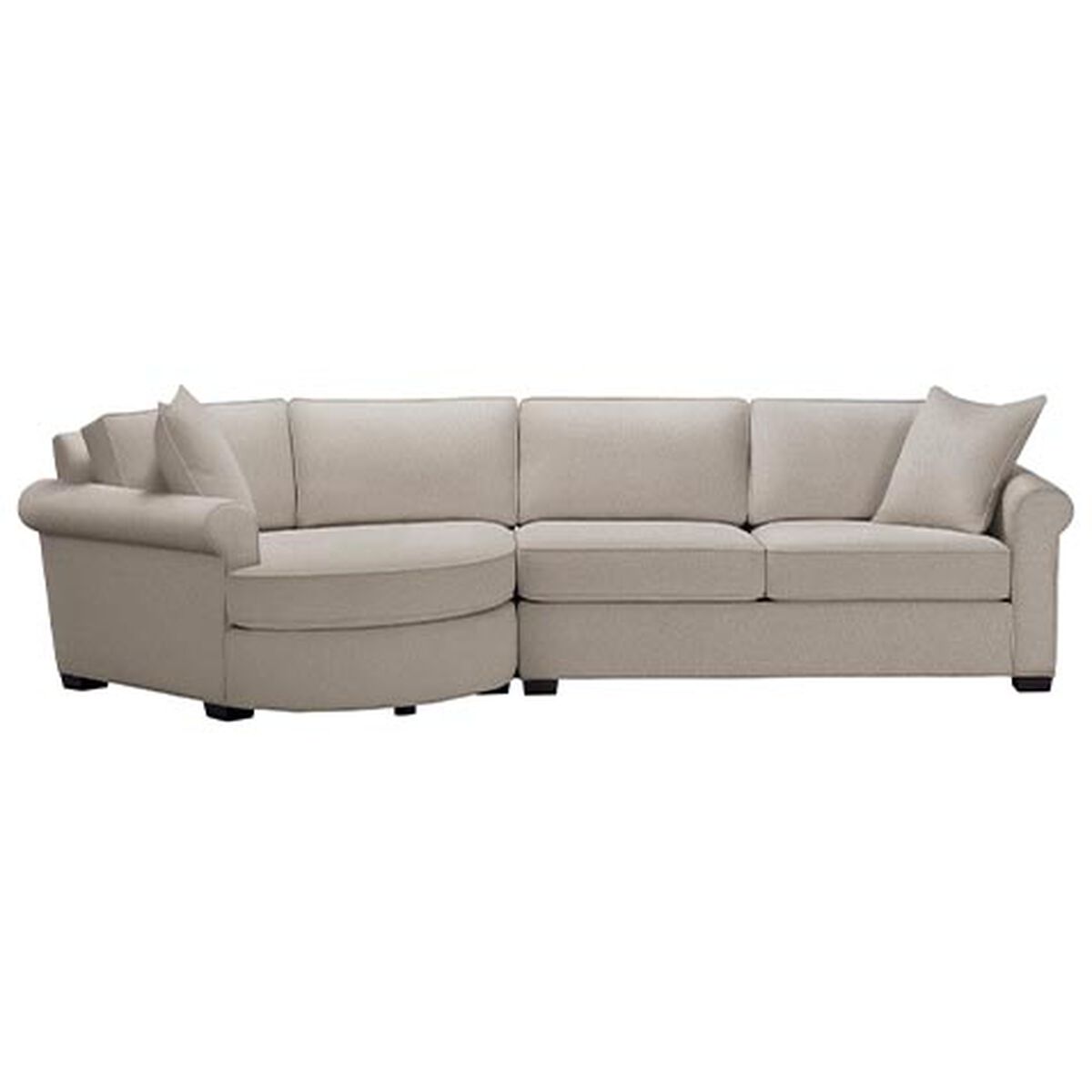 Spencer Roll-Arm Two-Piece Sectional with Round Cuddle Chaise