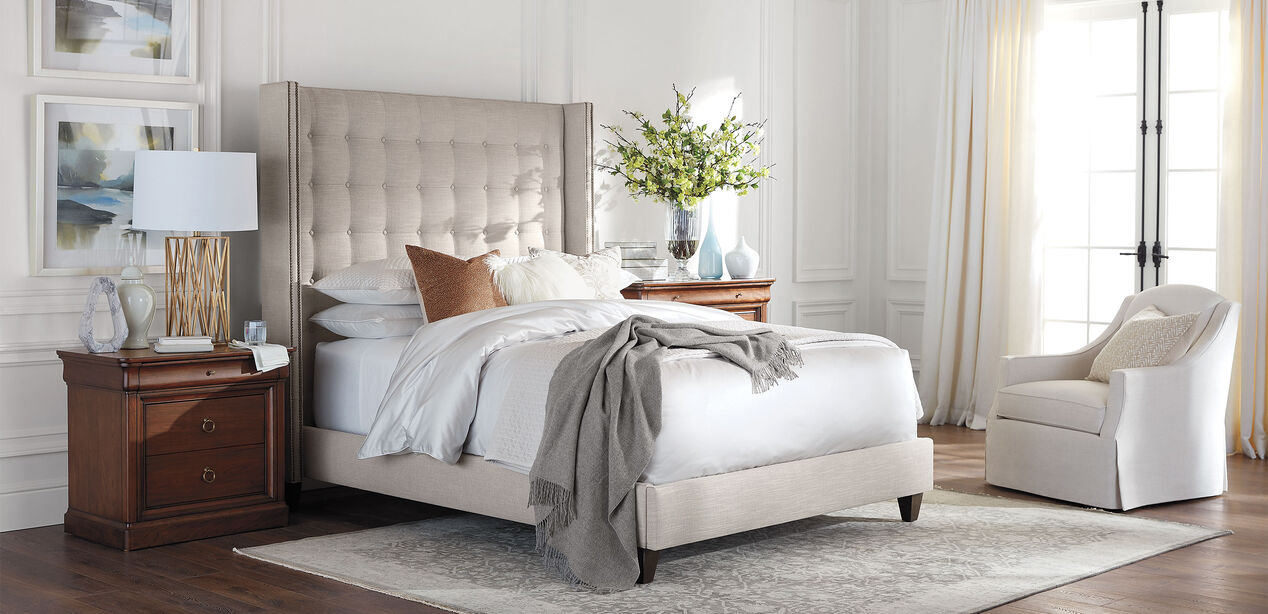 Colton Upholstered Bed With Tall, Extra Tall Headboard King Bed