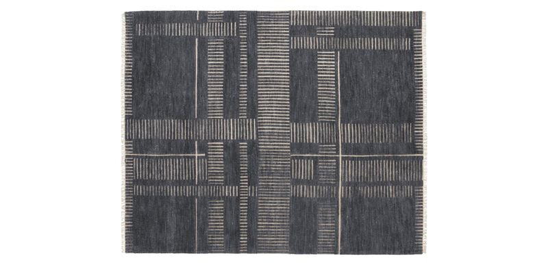 Grid Style Rugs Nz Linear Modern New Zealand Wool Rug—Blue Geometric Rug | Ethan Allen