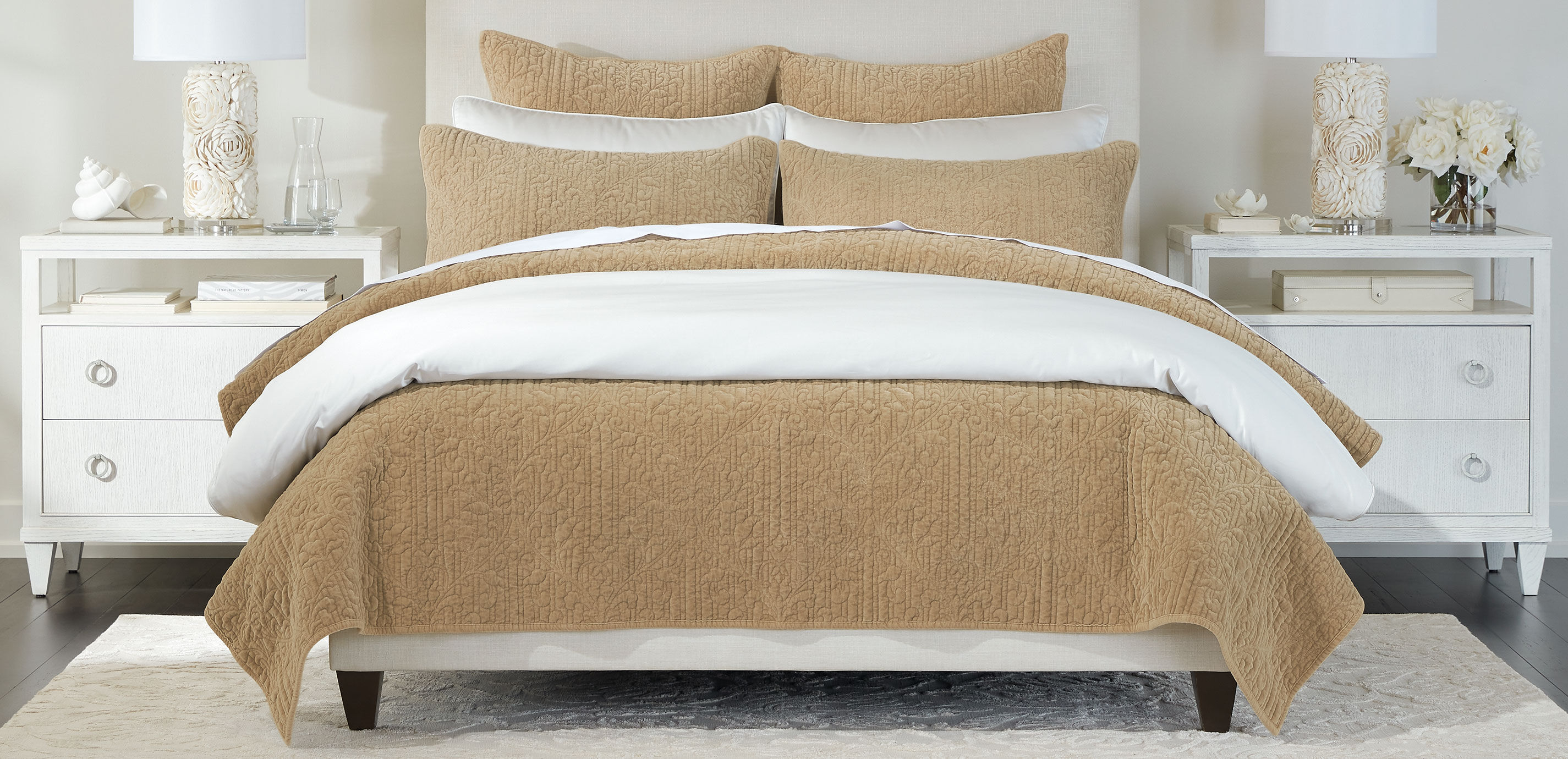 Garment-Dyed Velvet Quilted Coverlet Set, Tan_5