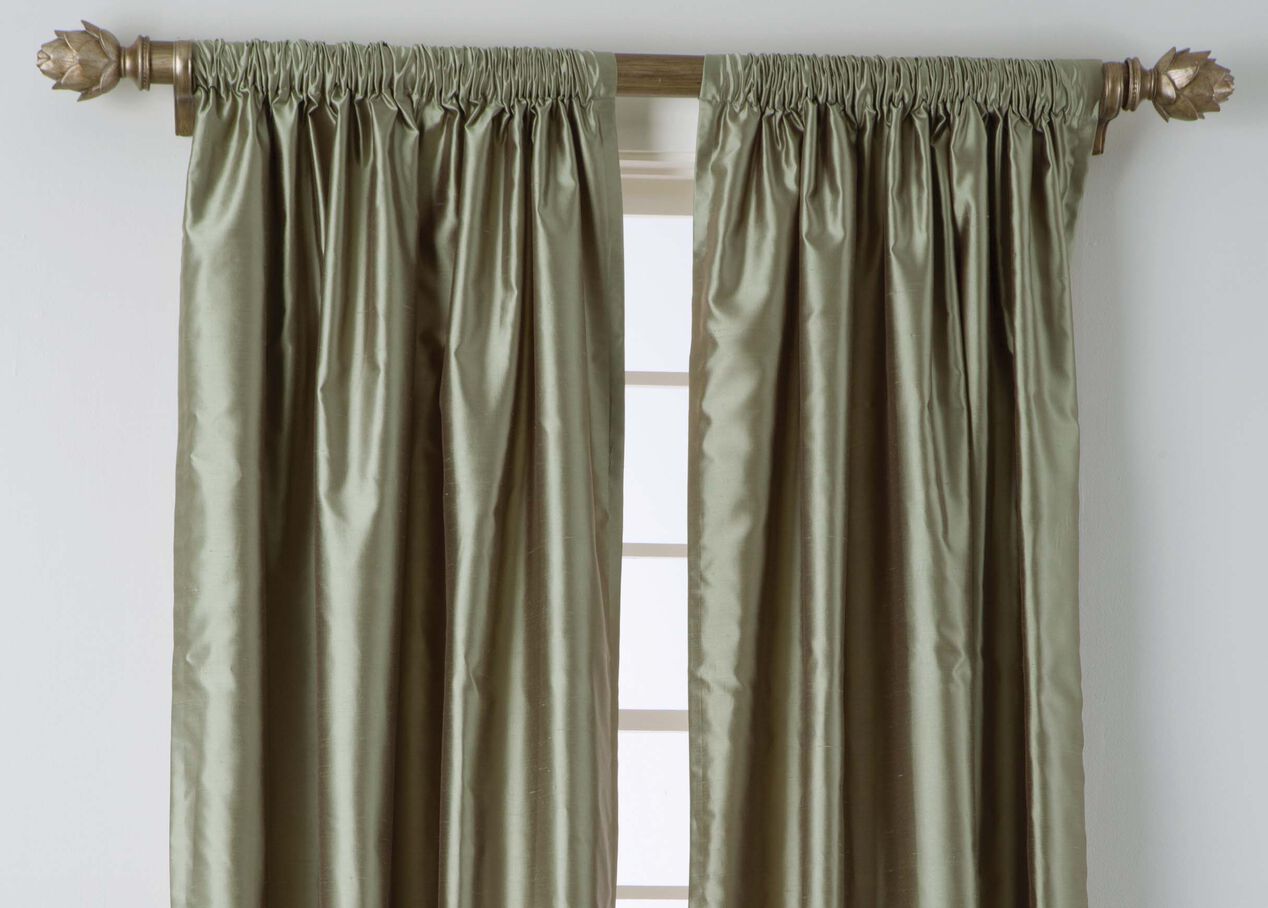 Celadon Satin Dupioni RodPocket Panel Drapery Panels Ethan Allen