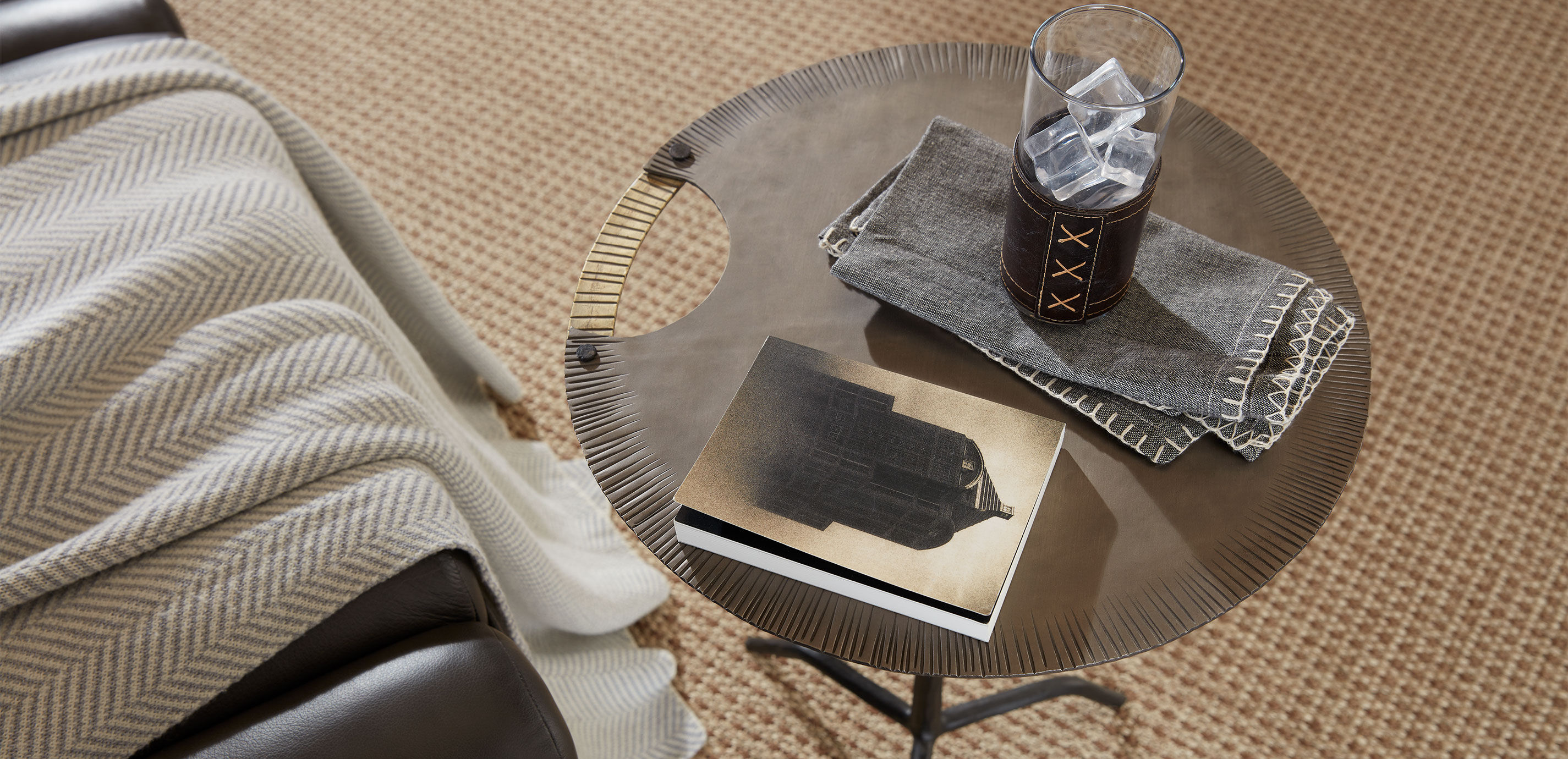 Tessa Antique Nickel-Finish Side Table | Ethan Allen