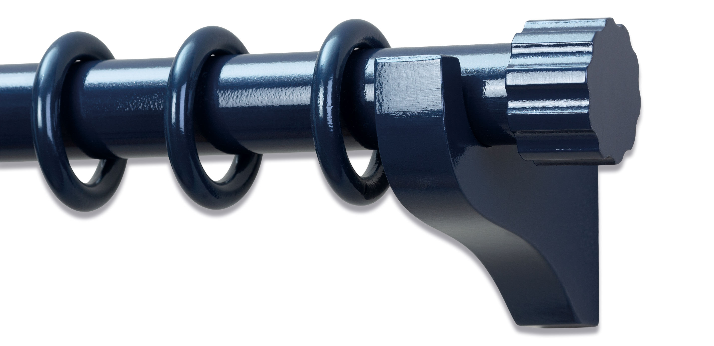 Painted Wood Drapery Hardware Set with Ribbed End Cap Finial