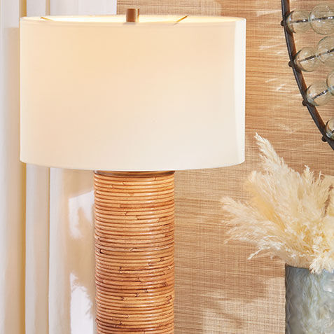 Marlie Rattan Column Table Lamp Product Tile Hover Image 096186   NAT