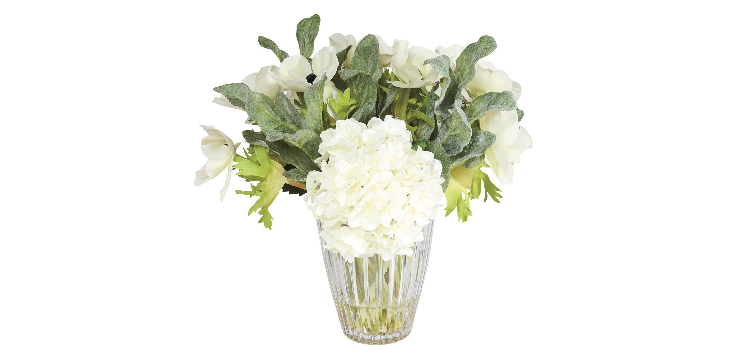 White Mixed Floral Centerpiece in Oval Vase_1