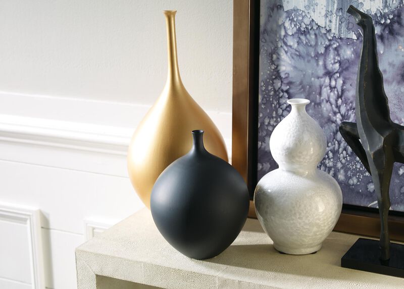 Issa Black Round Ceramic Vase Ethan Allen Decorative Vases Ethan Allen