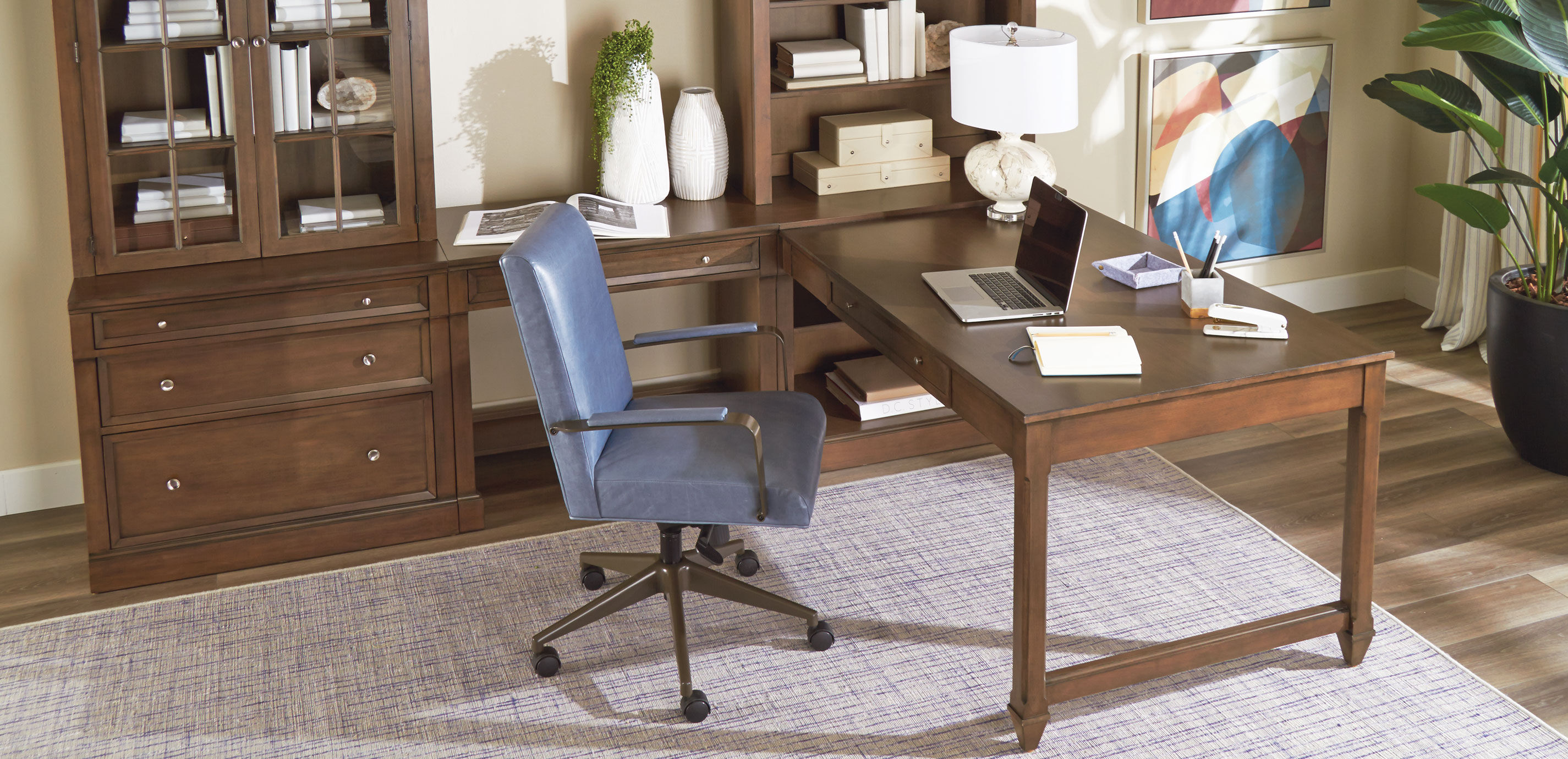 Ethan allen sale leather desk chair