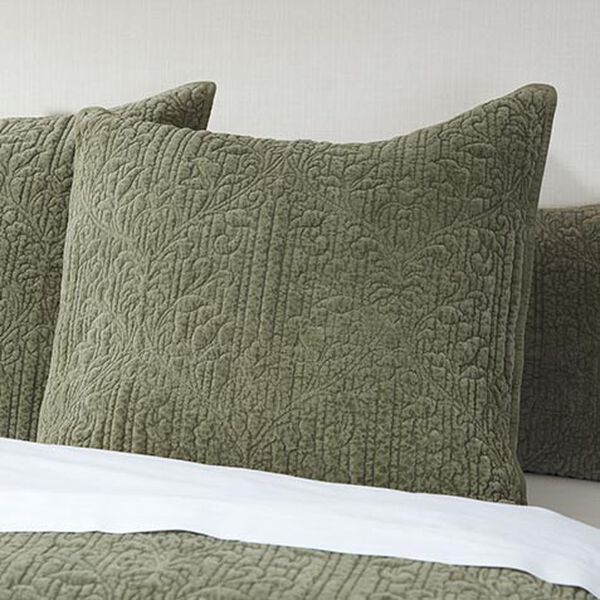 Garment-Dyed Velvet Euro Shams, Sage (set of 2)