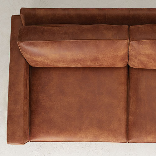 Spencer Leather Track-Arm Sofa - 24in Depth 