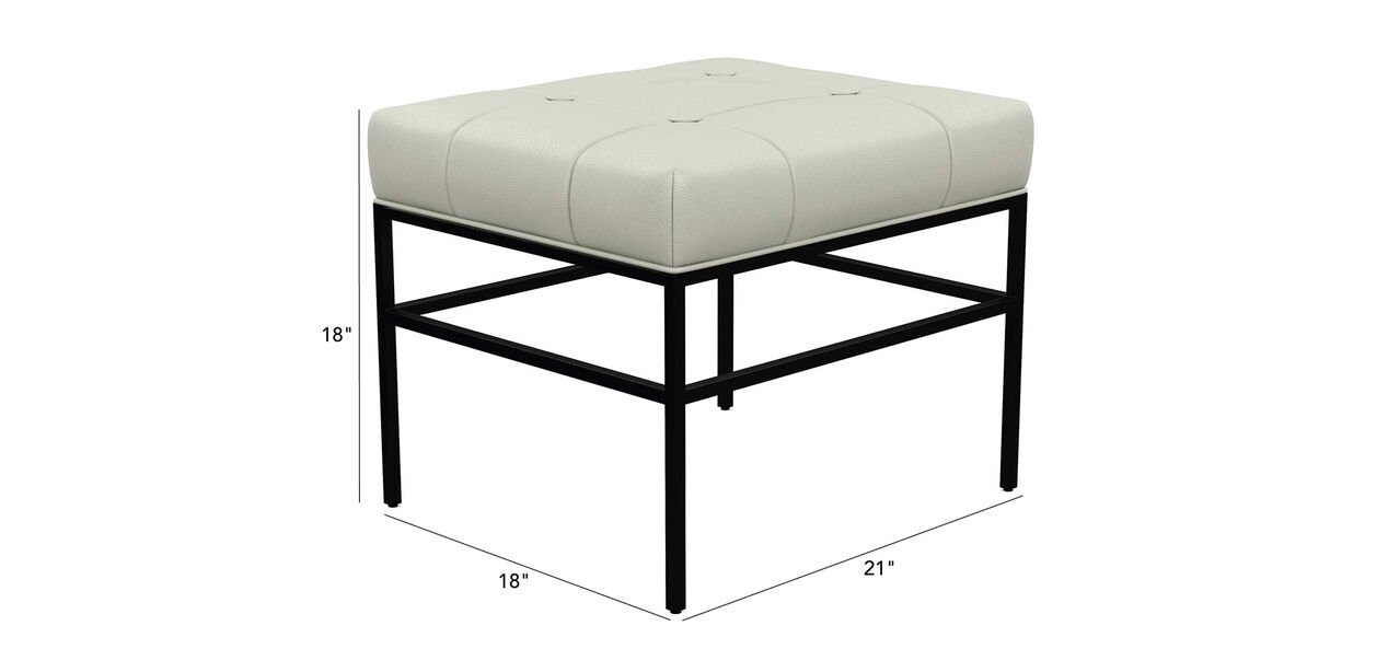 Ferri Leather Ottoman with Metal Legs Ethan Allen Ottomans Ethan Allen
