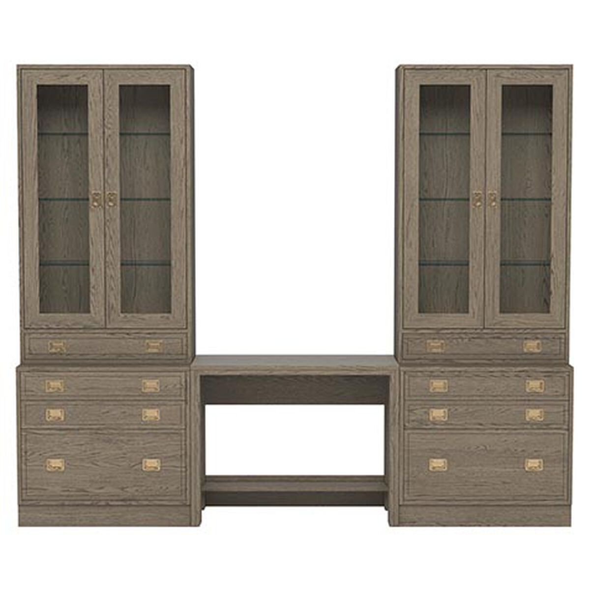 Callum Large Extended Bridge Desk, Glass Doors