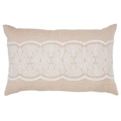 Linen Pillow with White Embroidery image
